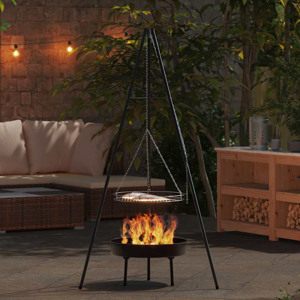 Lagerfeuer Stativ Schwarz 92 x 92 x 171.5 cm Metall