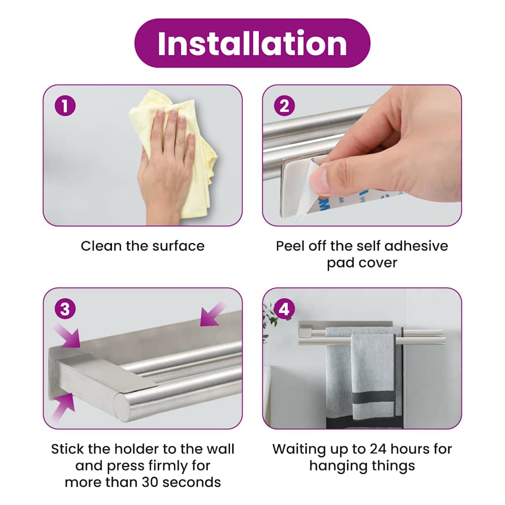 Handtuchhalter Silber 40 x 9 x 4 cm Edelstahl