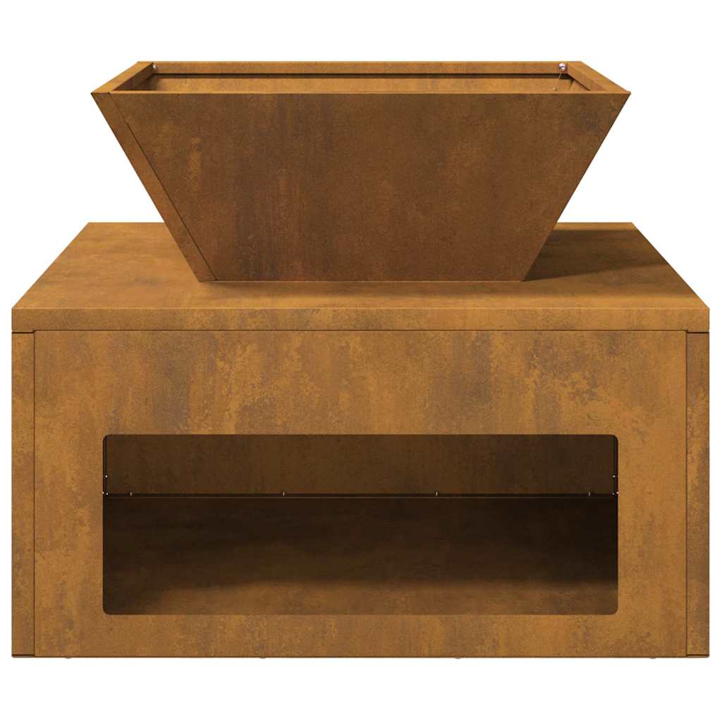 Feuerstelle Rostig 50 x 50 x 40 cm Wetterfeststahl