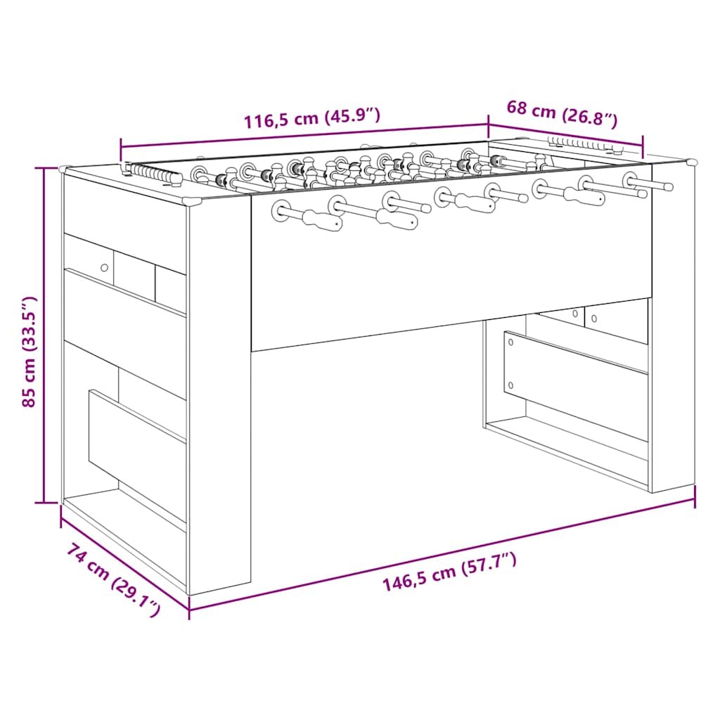 Fußballtisch 2 pcs Weiß 146,5 x 74 x 85 cm Holzwerkstoff