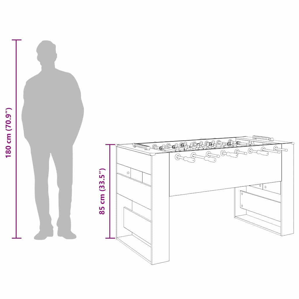 Fußballtisch 2 pcs Geräucherte Eiche 146,5 x 74 x 85 cm