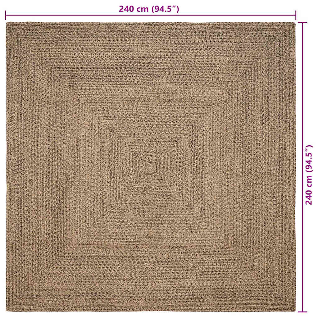 Bereichsteppich Braun 240 x 240 cm Jute