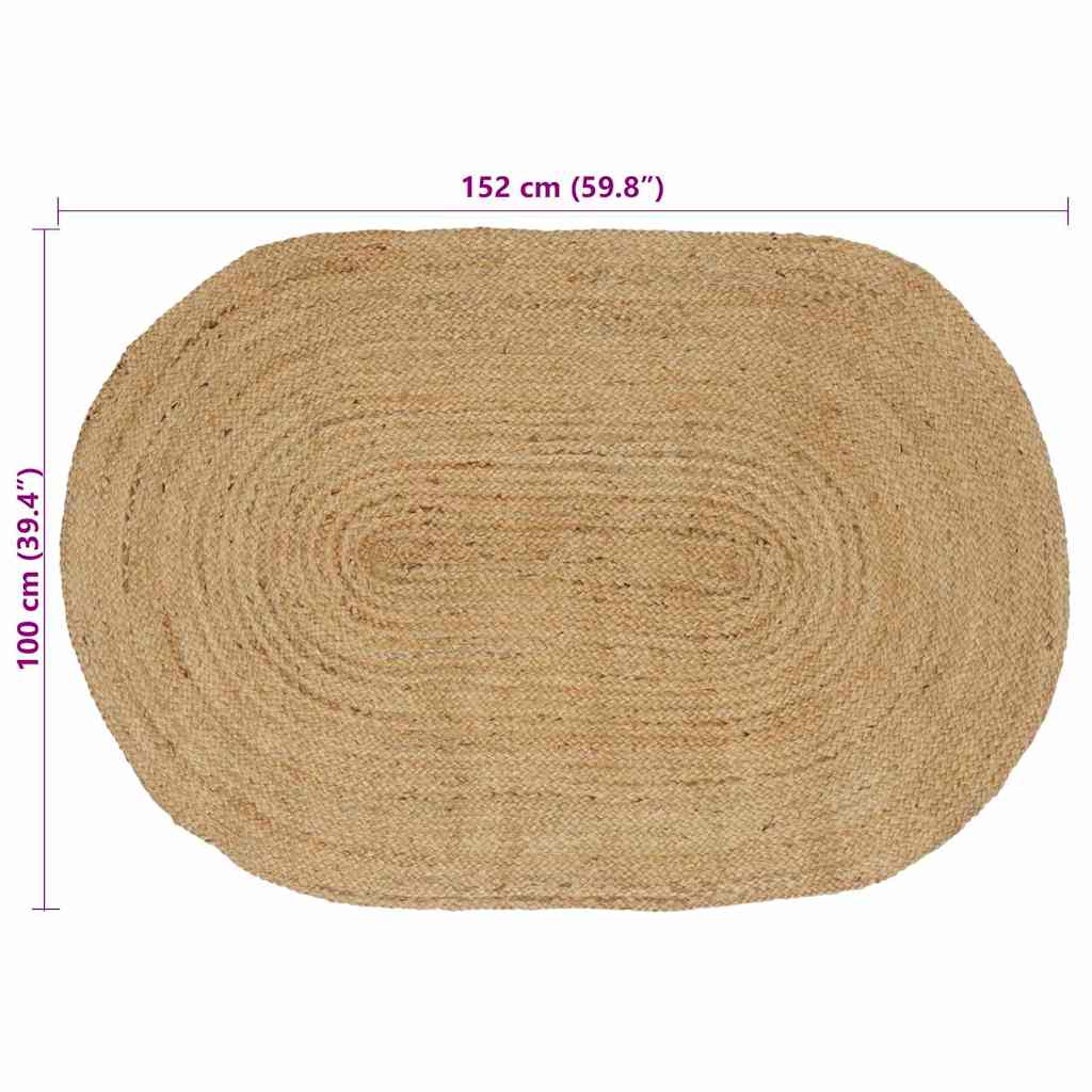 Bereichsteppiche Oval Natur 100 x 152 cm Jute