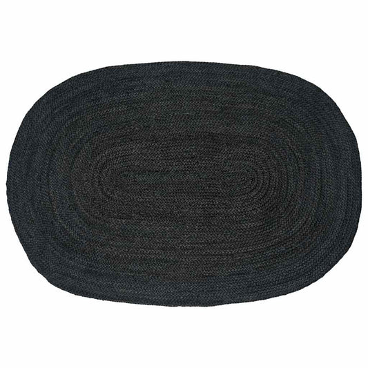 Bereichsteppiche Oval Schwarz 100 x 152 cm Jute