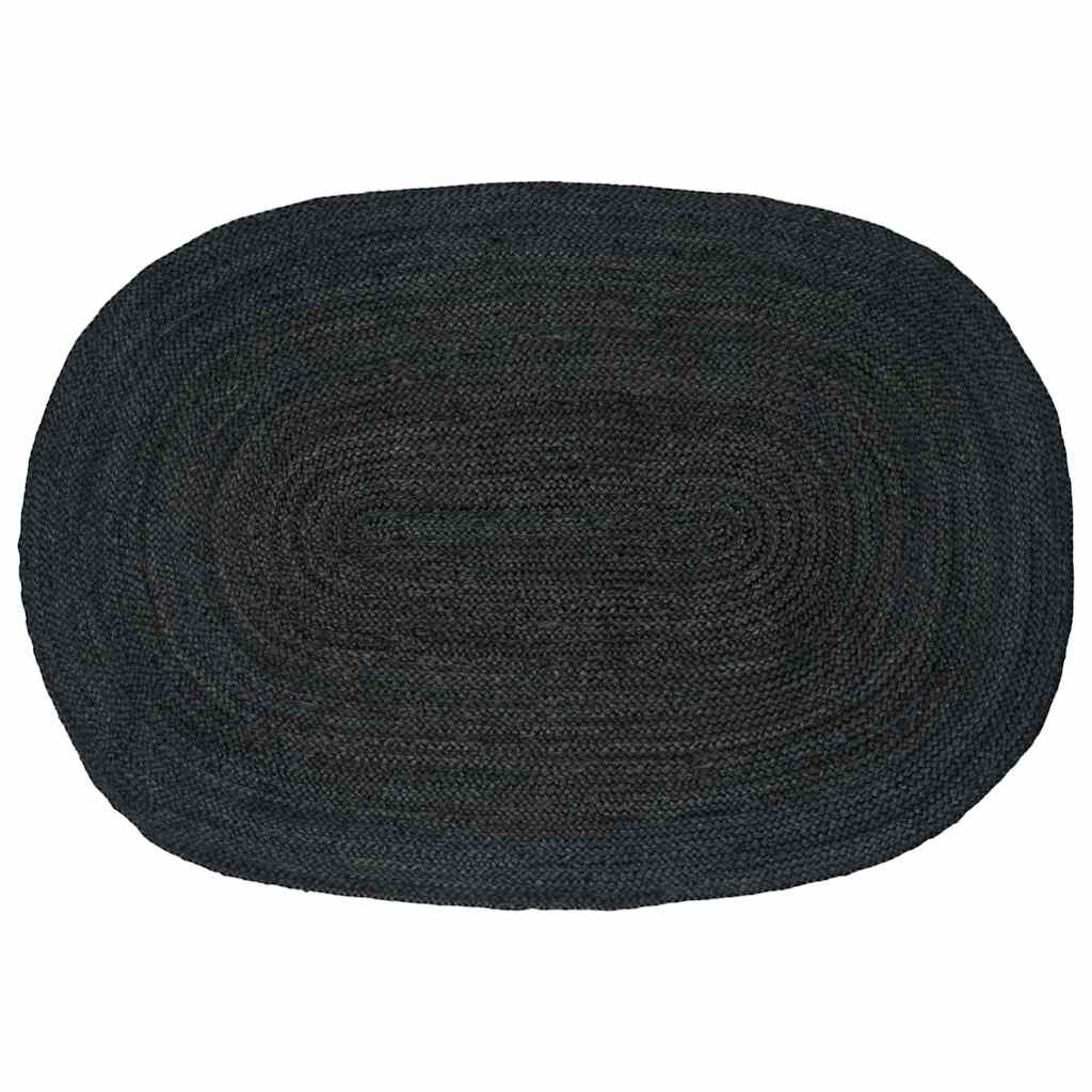 Bereichsteppiche Oval Schwarz 122 x 183 cm Jute