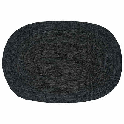 Bereichsteppiche Oval Schwarz 122 x 183 cm Jute
