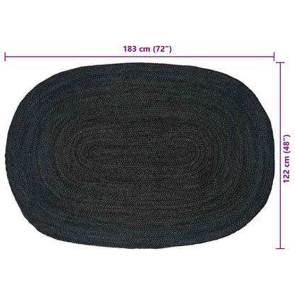 Bereichsteppiche Oval Schwarz 122 x 183 cm Jute