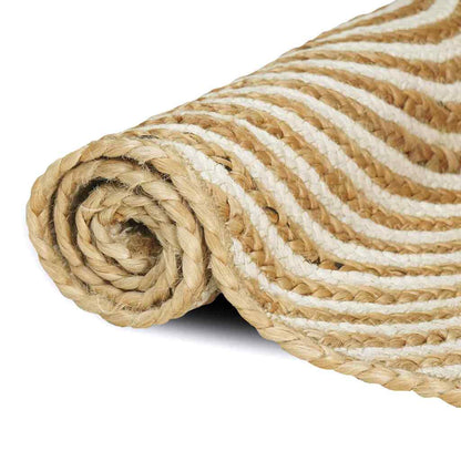 Teppich Natürlich und Weiß 80 x 250 cm Jute