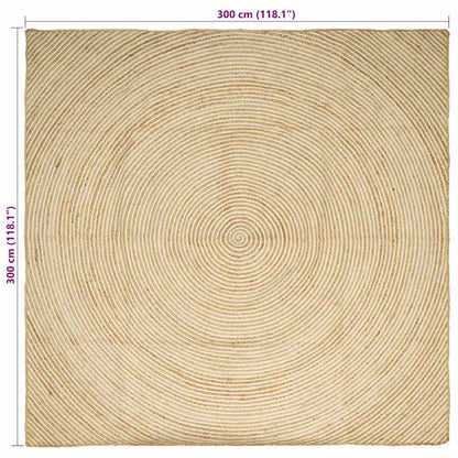 Teppich Natürlich und Weiß 300 x 300 cm Jute