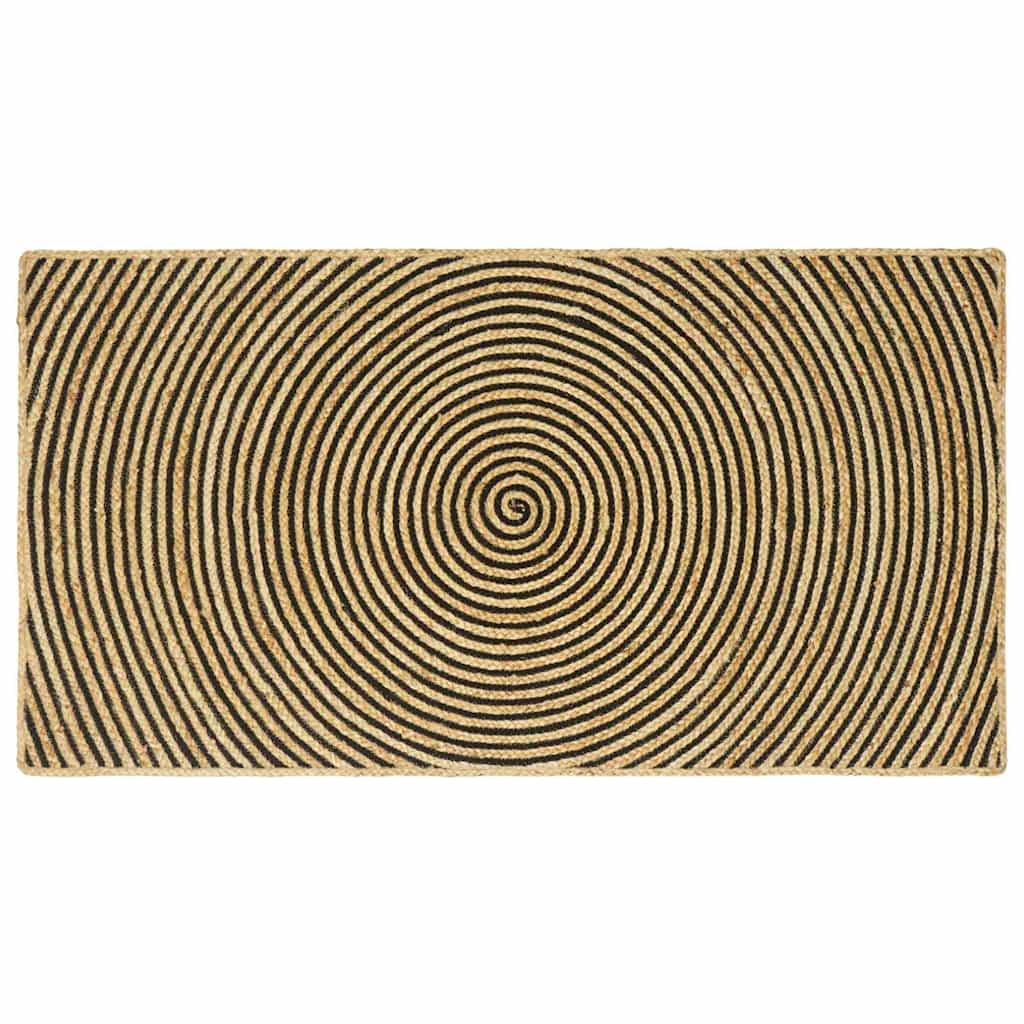 Teppich Natürlich und Schwarz 80 x 150 cm Jute