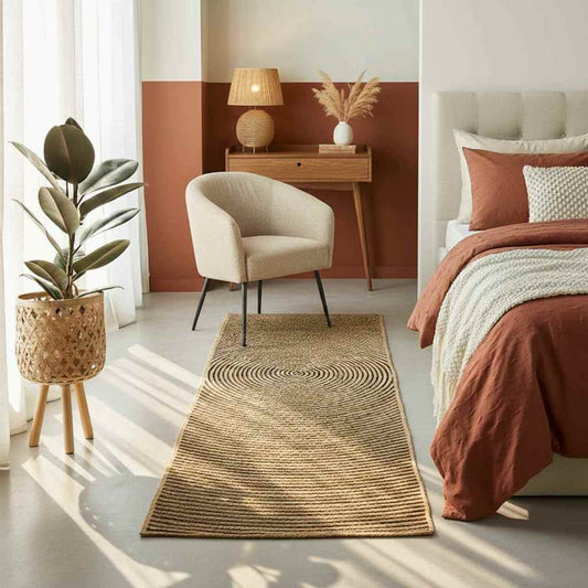 Teppich Natürlich und Schwarz 100 x 200 cm Jute