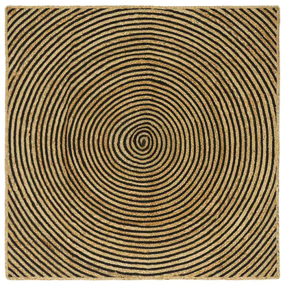 Teppich Natürlich und Schwarz 120 x 120 cm Jute
