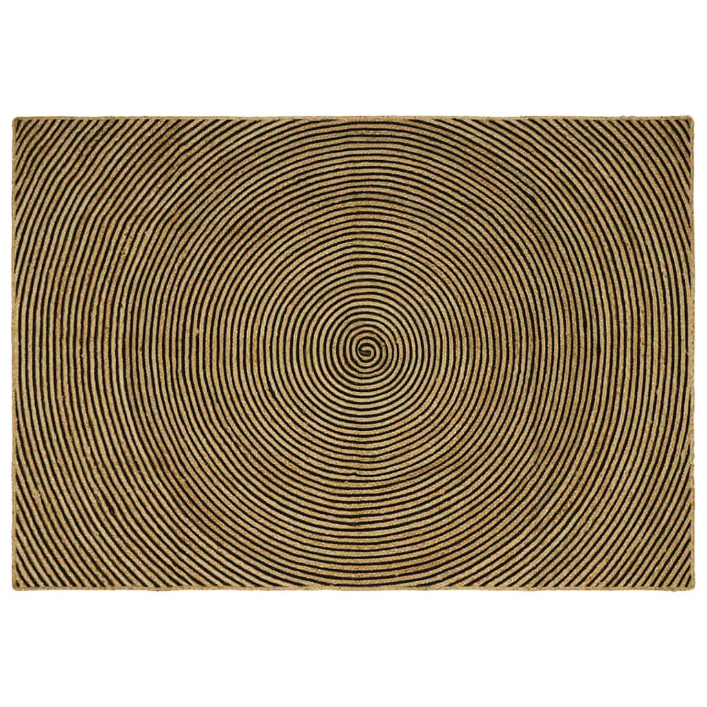 Teppich Natürlich und Schwarz 160 x 230 cm Jute