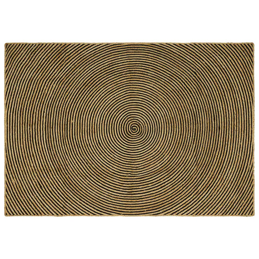 Teppich Natürlich und Schwarz 160 x 230 cm Jute