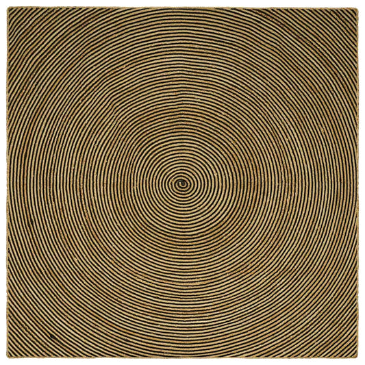 Teppich Natürlich und Schwarz 240 x 240 cm Jute