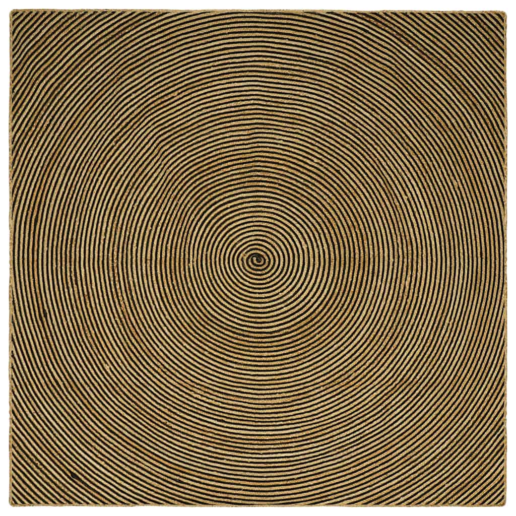 Teppich Natürlich und Schwarz 300 x 300 cm Jute