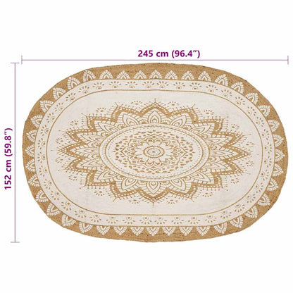 Jute Teppich Floral Natur 152 x 245 cm Jute
