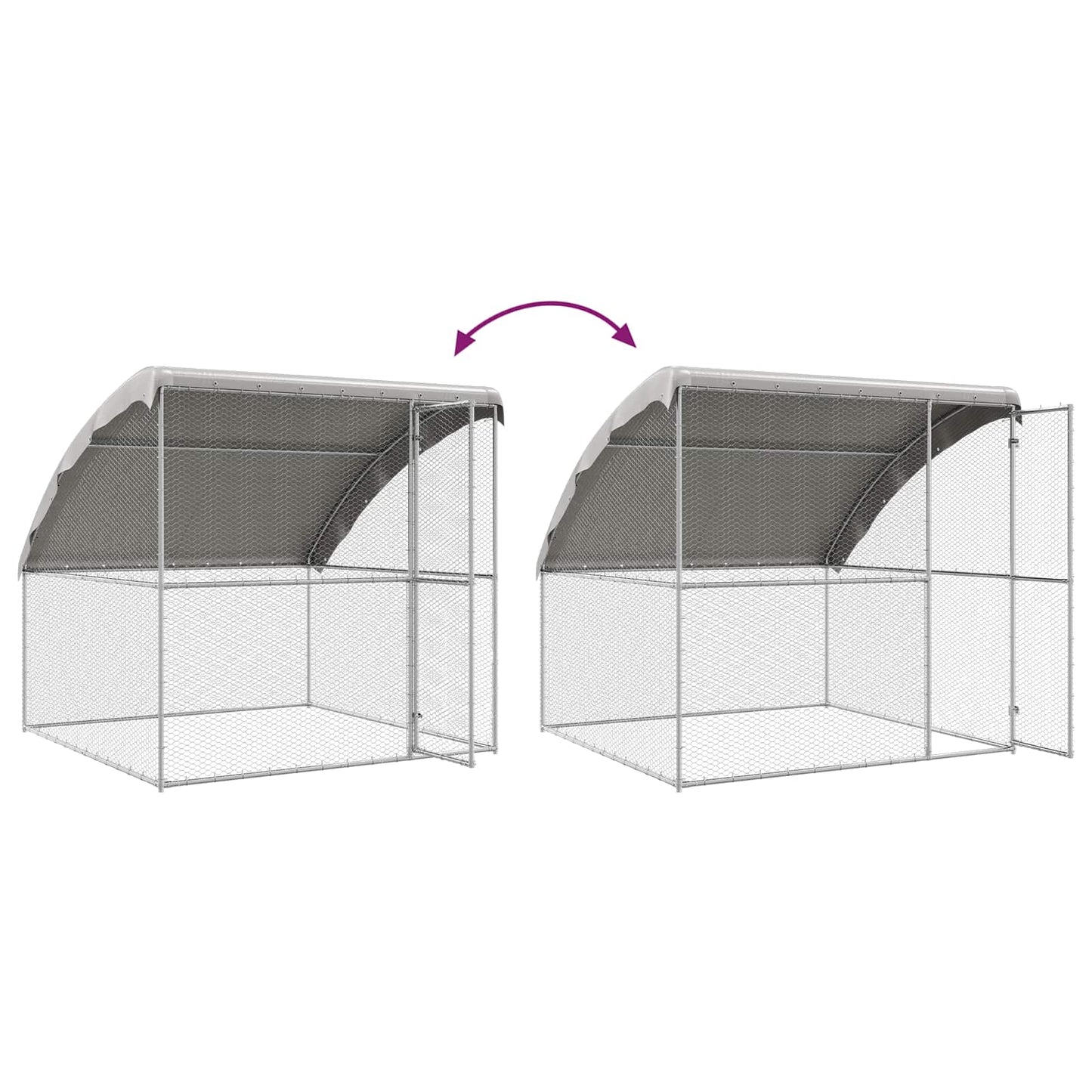 Hühnerkäfig 2 pcs Silber 400 x 200 x 200 cm Stahl und PE