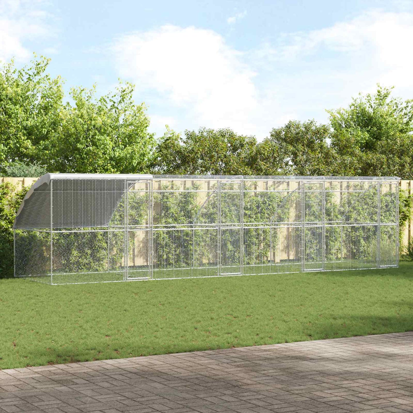 Hühnerkäfig 4 pcs Silber 800 x 200 x 200 cm Stahl und PE