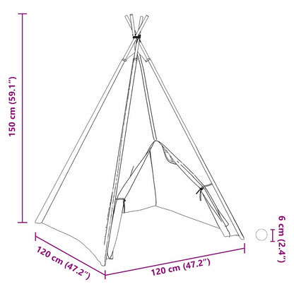 Teepee Zelt Weiß 120 x 120 x 150 cm Stoff und Kunststoff