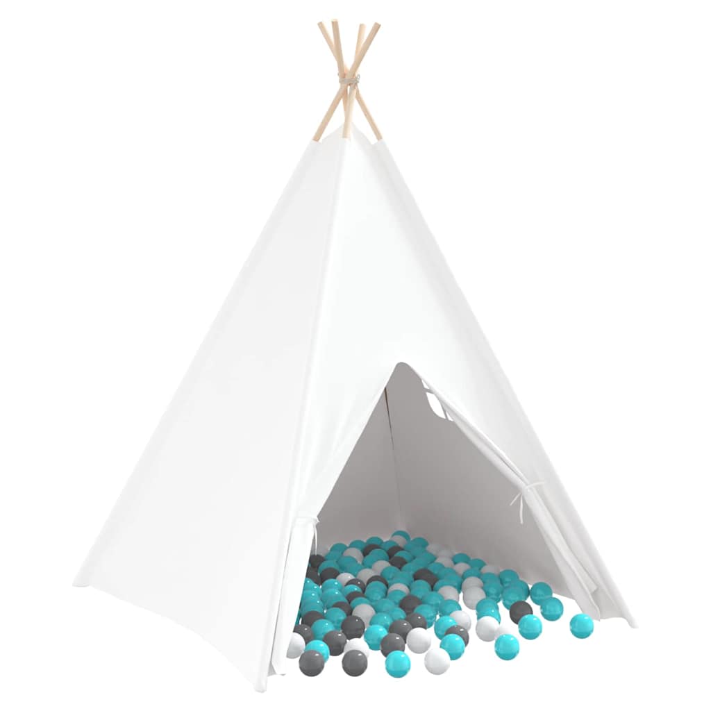 Teepee Zelt Weiß 120 x 120 x 150 cm Stoff und Plastik