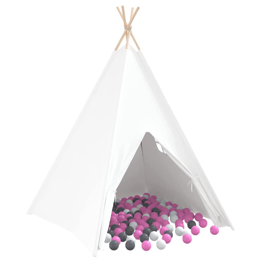 Teepee Zelt Weiß 120 x 120 x 150 cm Stoff und Kunststoff