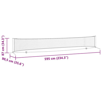 Tennisnetz Schwarz und Rot 595 x 90,5 x 87 cm Polyester