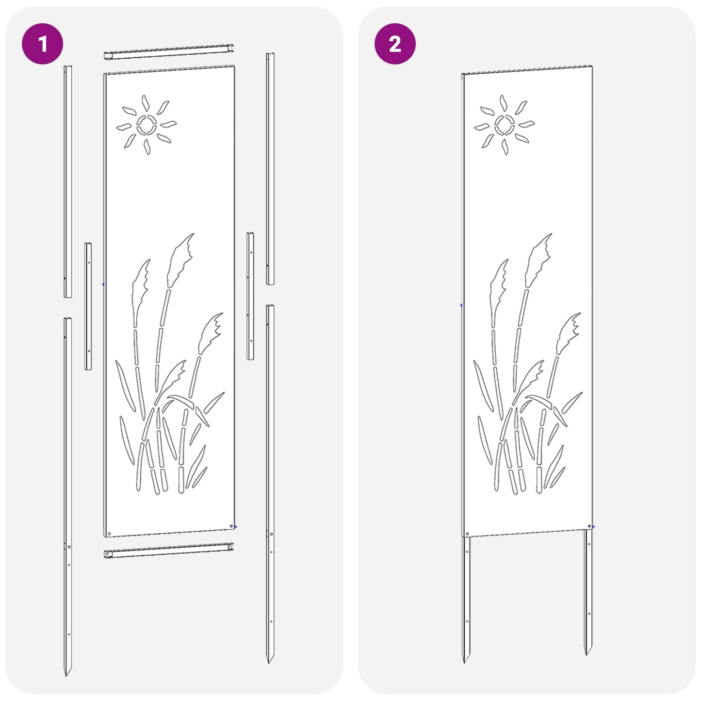 Garten Sichtschutz-Leinwand Rostig 32 x 140 cm Wetterfeststahl