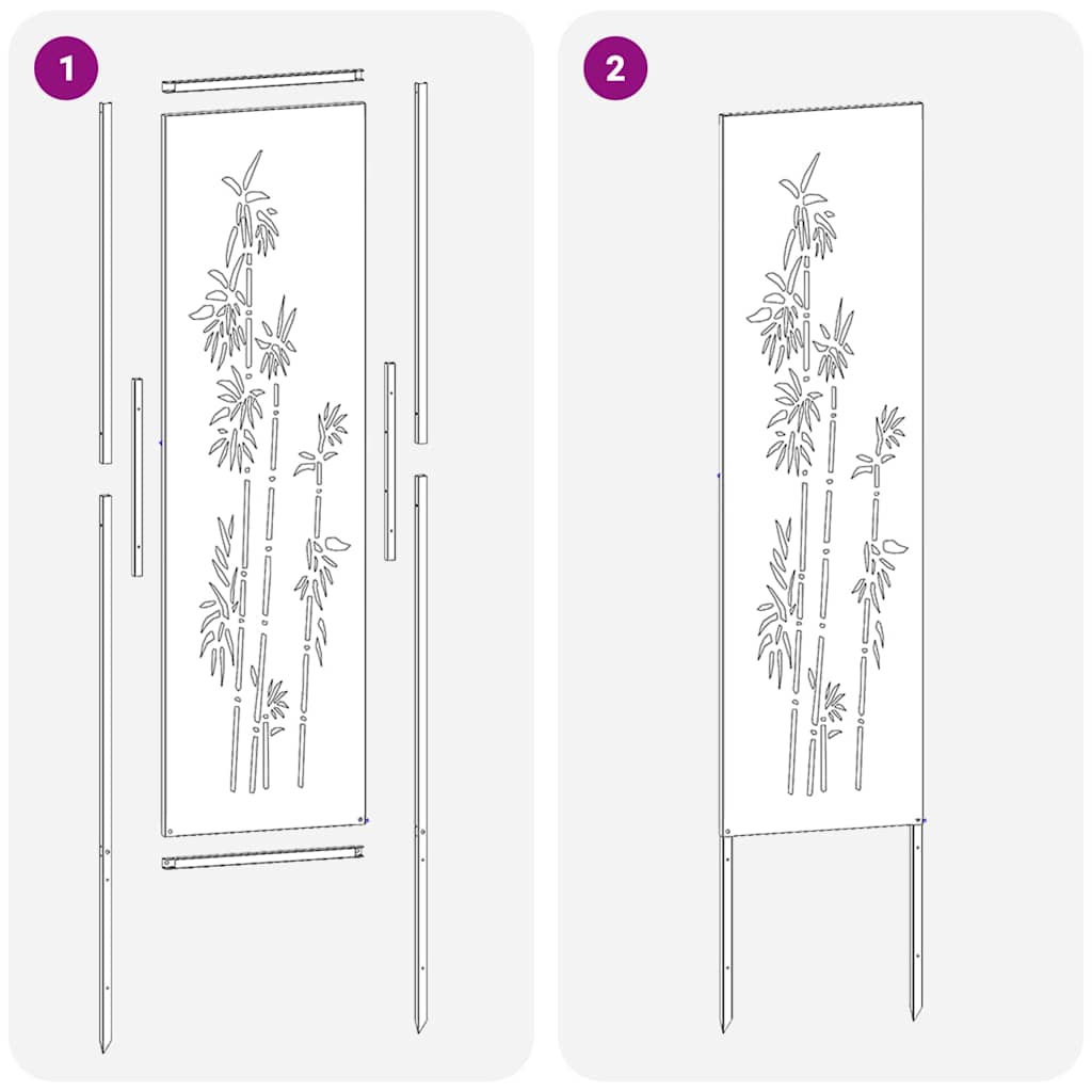 Garten Sichtschutz-Leinwand Floral Silber 32 x 140 cm Edelstahl
