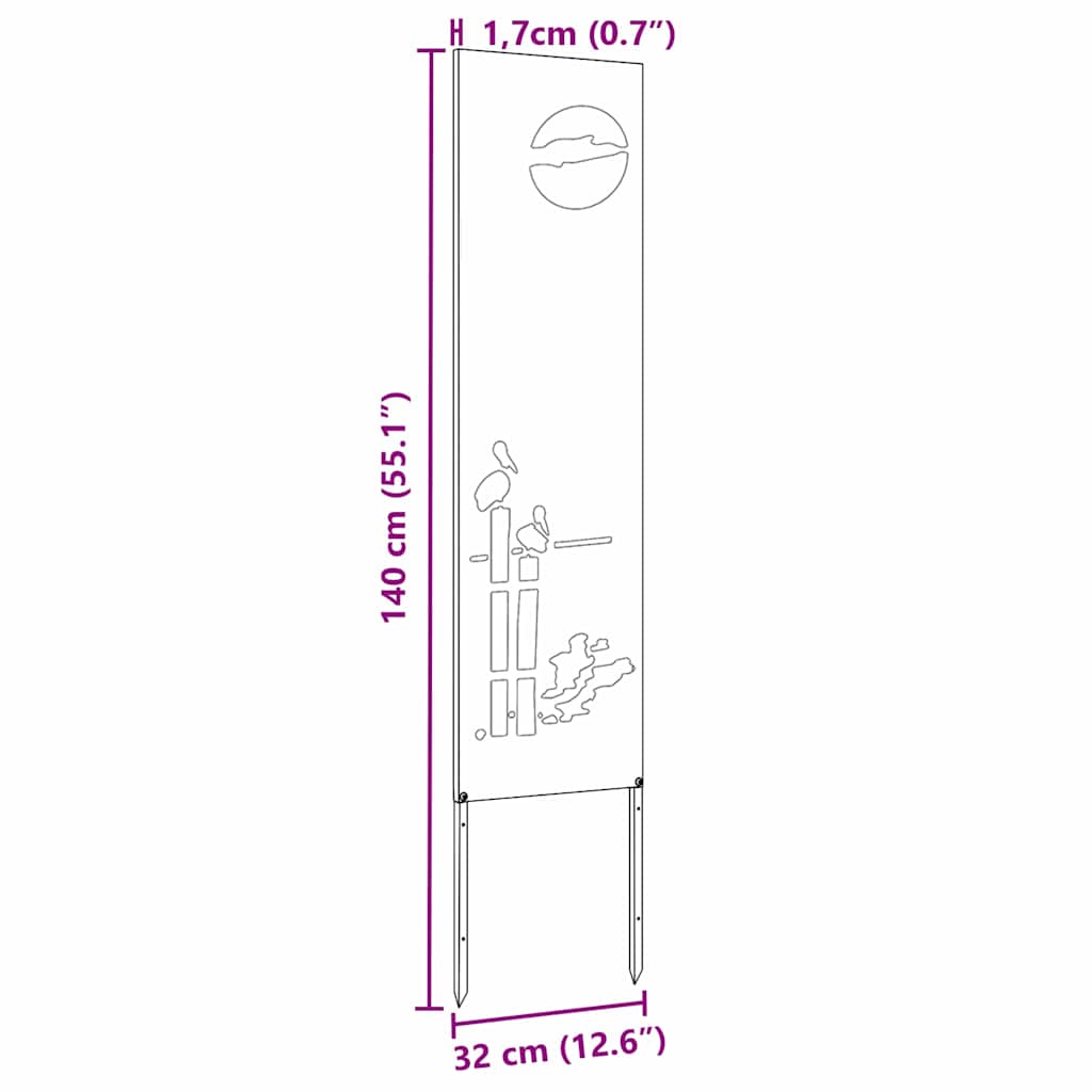 Garten Sichtschutz-Leinwand Rostig 32 x 140 cm Wetterfeststahl