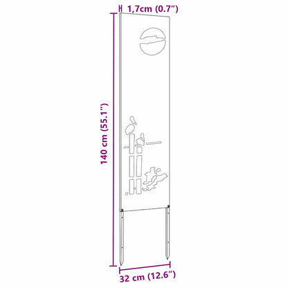 Garten Sichtschutz-Leinwand Rostig 32 x 140 cm Wetterfeststahl