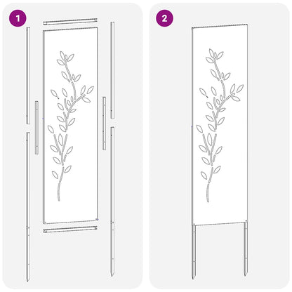 Garten Sichtschutz-Leinwand Floral Silber 32 x 140 cm Edelstahl