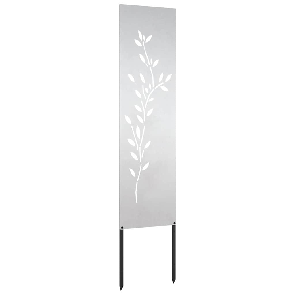 Garten Sichtschutz-Leinwand Floral Silber 32 x 140 cm Edelstahl