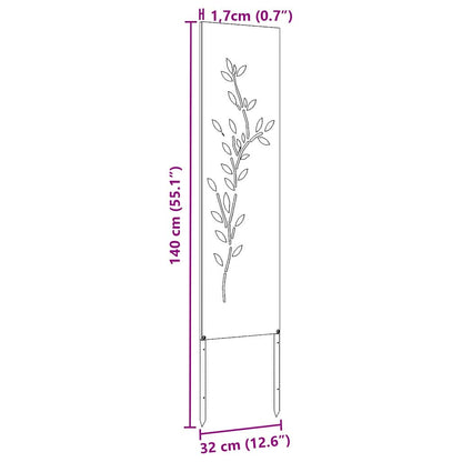 Garten Sichtschutz-Leinwand Floral Silber 32 x 140 cm Edelstahl