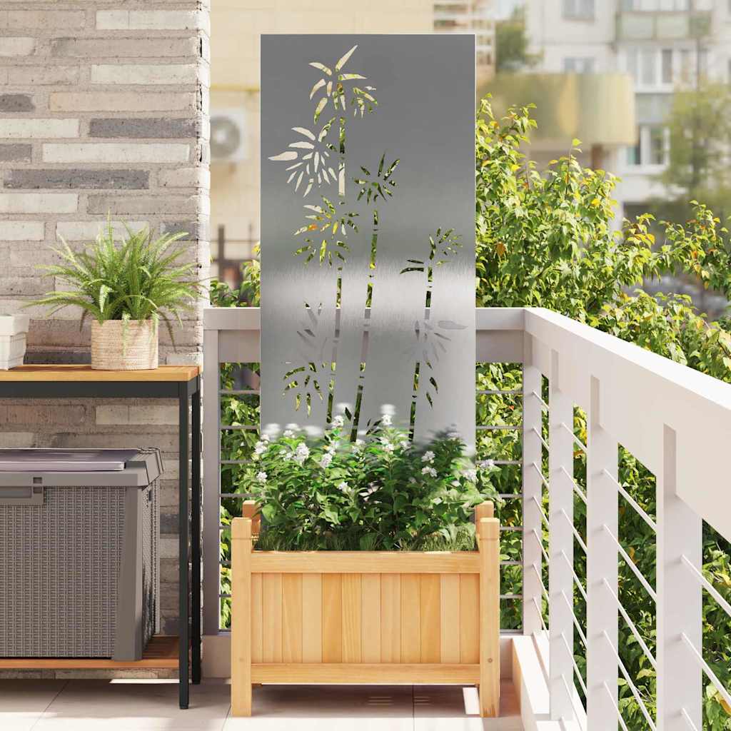 Garten Sichtschutz-Leinwand Floral Silber 50 x 140 cm Edelstahl
