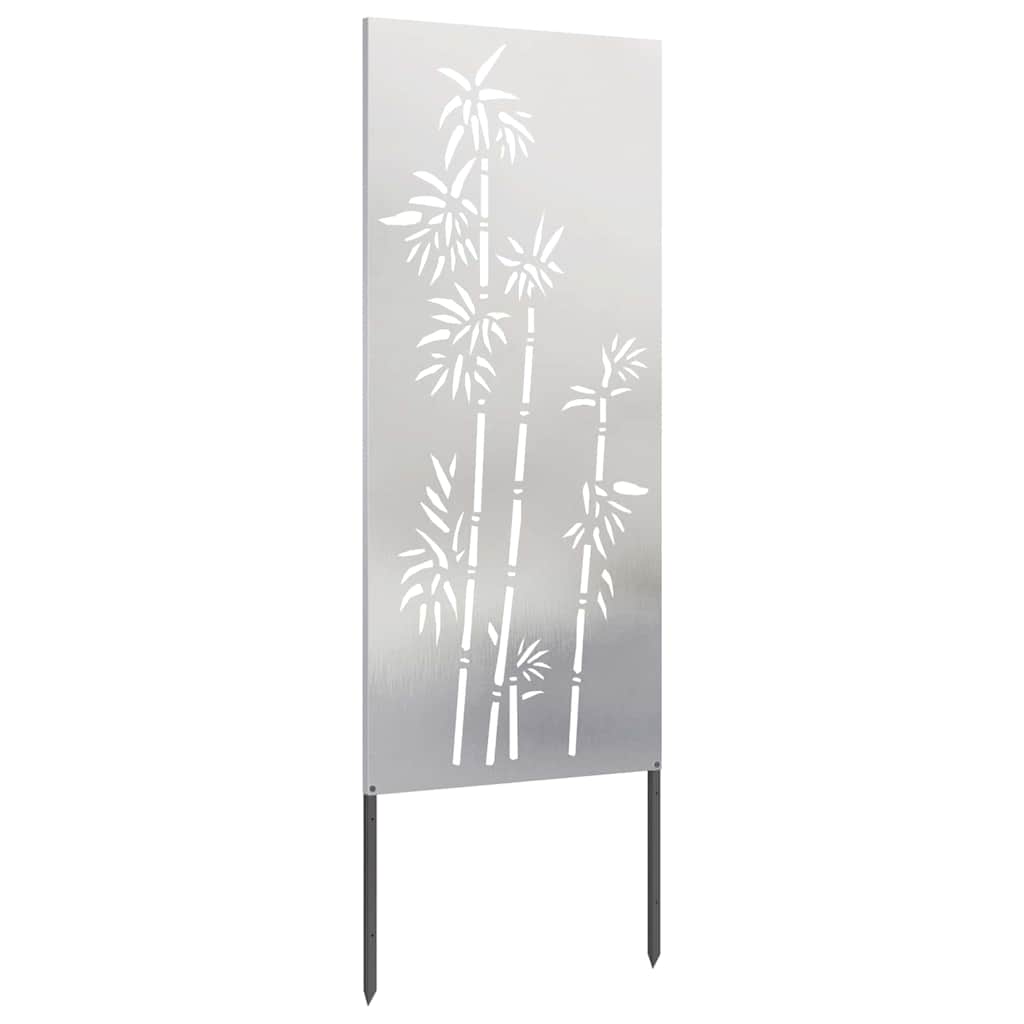 Garten Sichtschutz-Leinwand Floral Silber 50 x 140 cm Edelstahl
