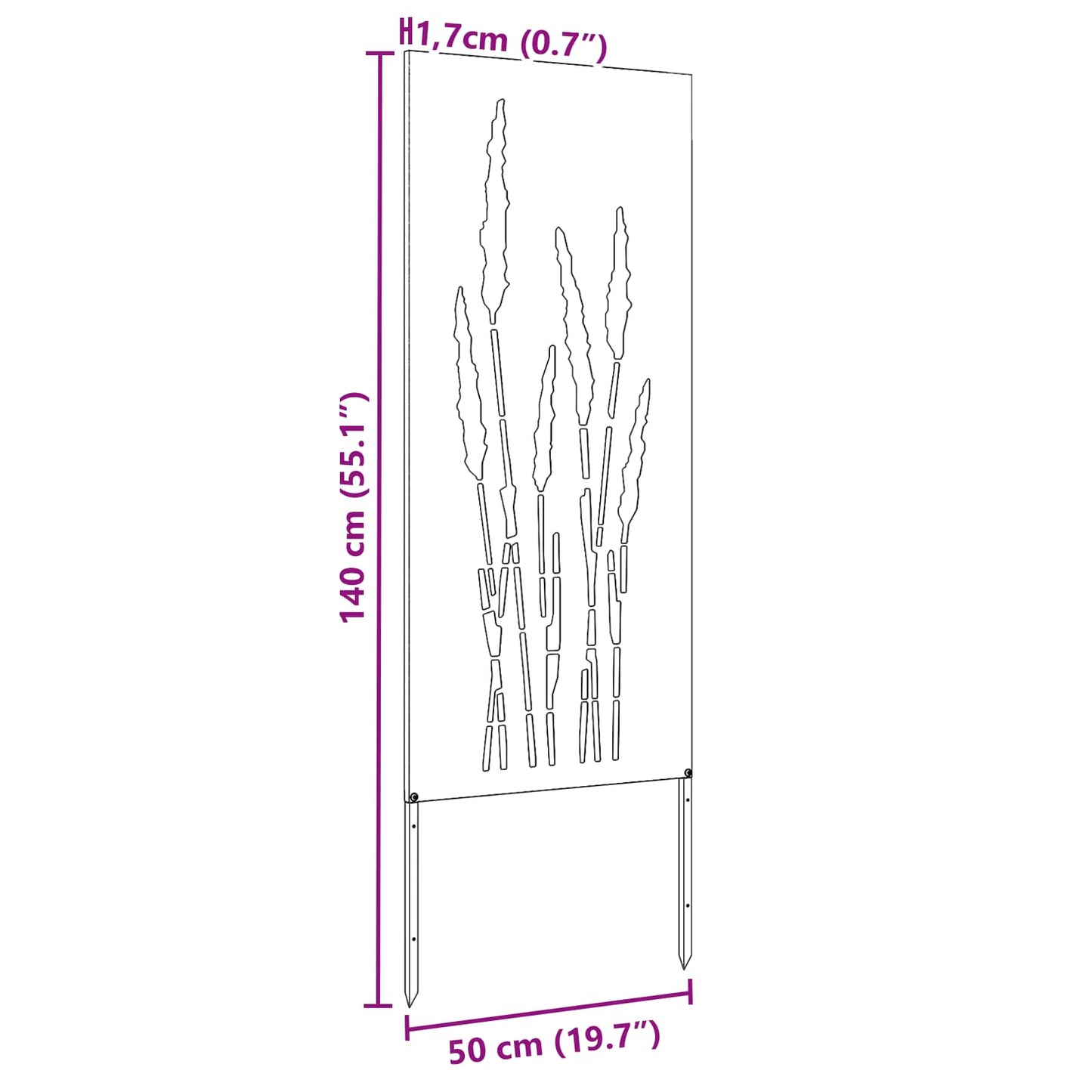 Garten Sichtschutz-Leinwand Floral Anthrazit 50 x 140 cm