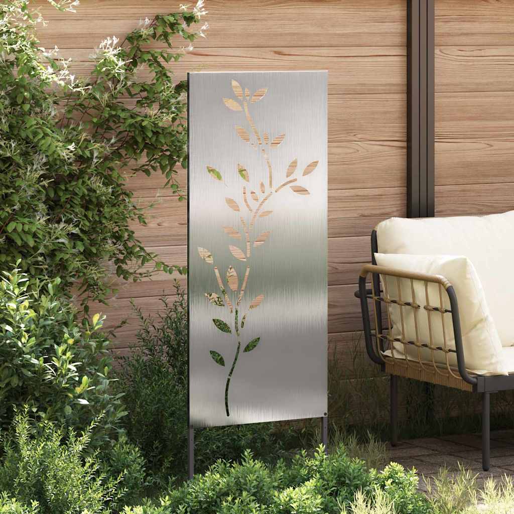 Garten Sichtschutz-Leinwand Floral Silber 50 x 140 cm Edelstahl