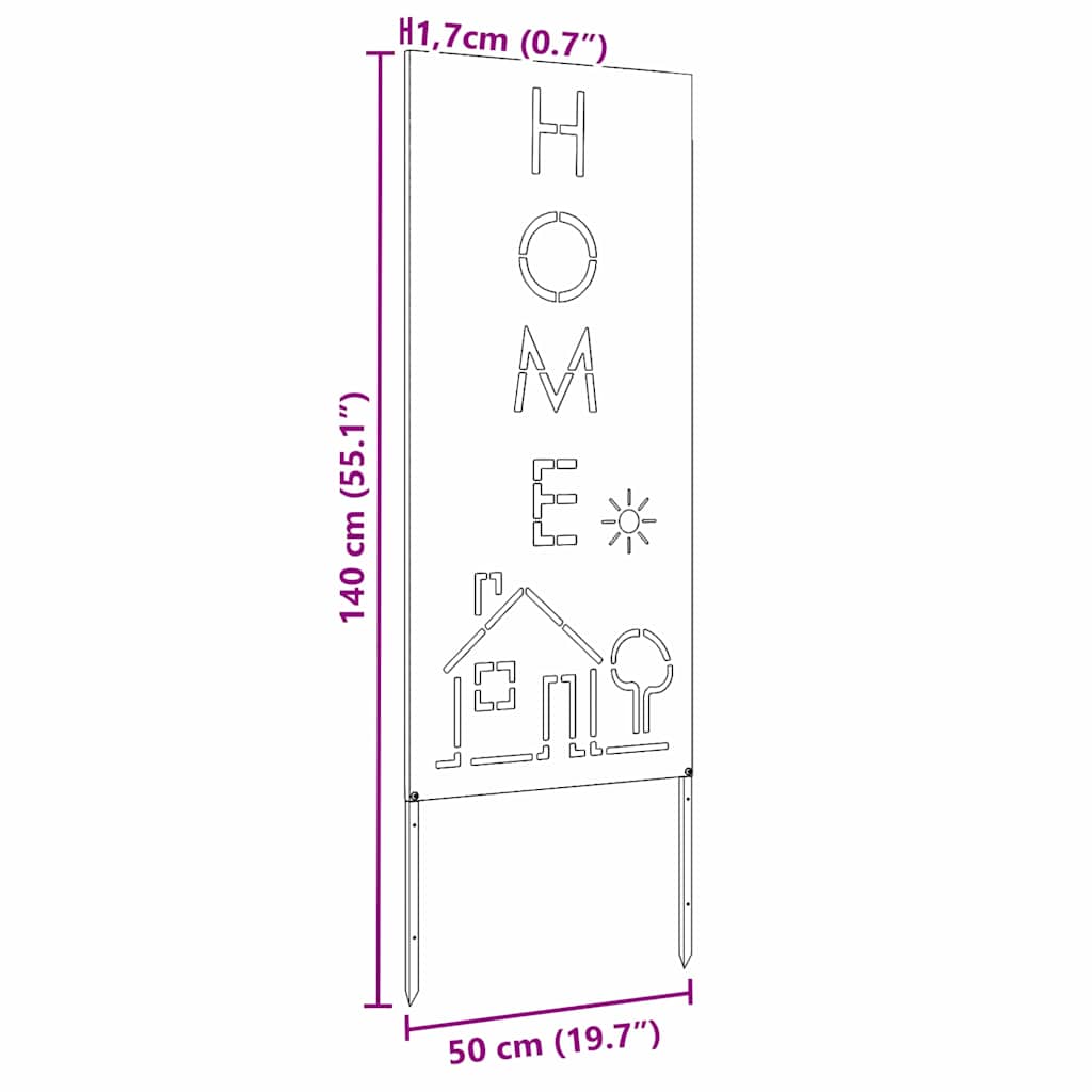 Garten Sichtschutz-Leinwand Rostig 50 x 140 cm Wetterfeststahl