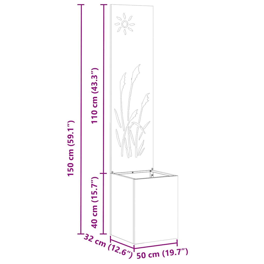 Garten Sichtschutz-Leinwand Silber 32 x 140 cm Edelstahl