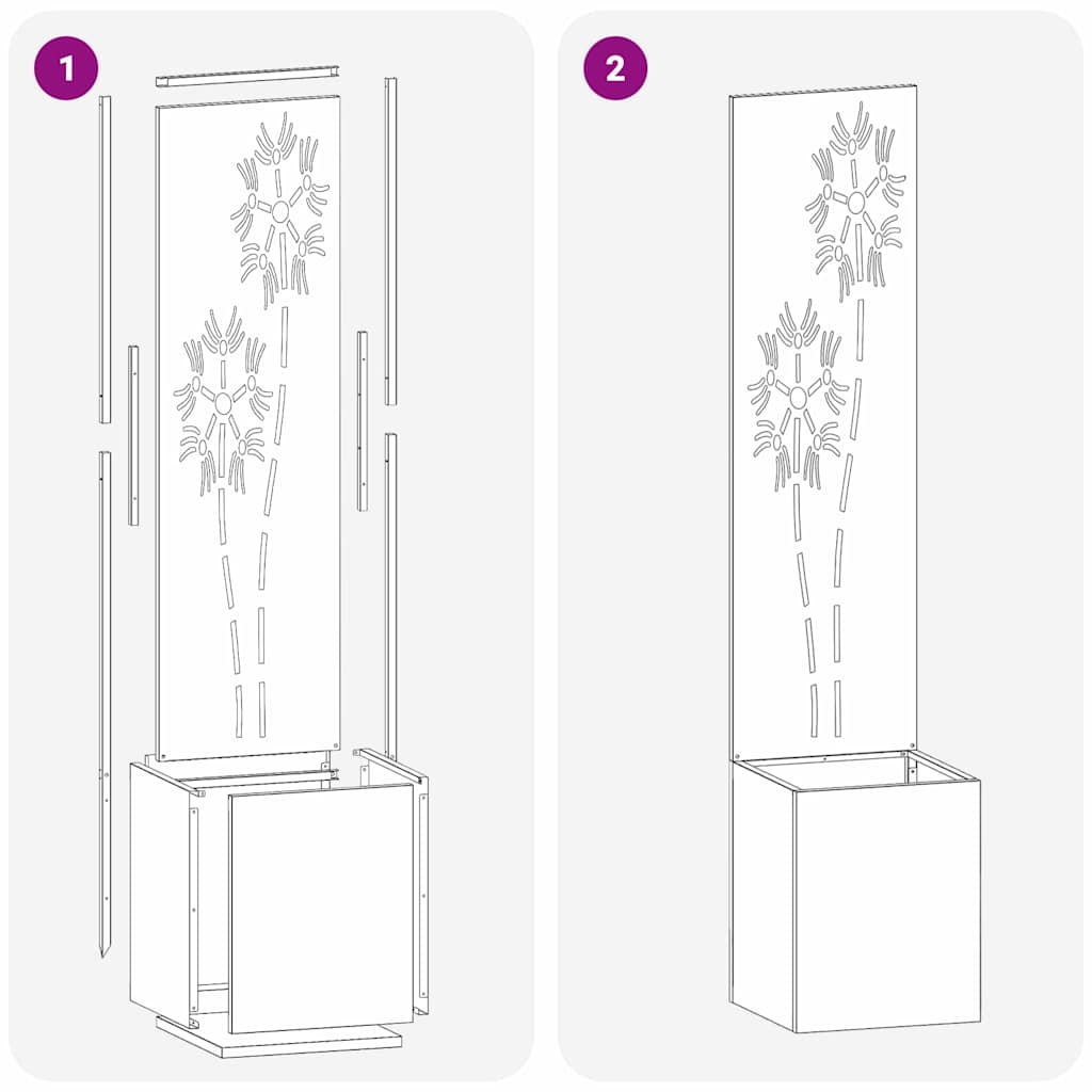 Garten Sichtschutz-Leinwand Floral Schwarz 32 x 140 cm