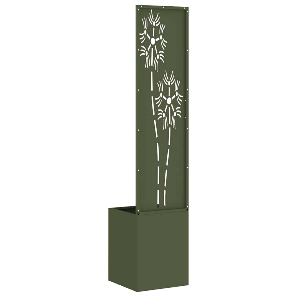 Garten Sichtschutz-Leinwand Floral Olivgrün 32 x 140 cm