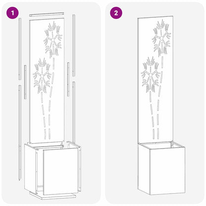 Garten Sichtschutz-Leinwand Floral Silber 32 x 140 cm Edelstahl