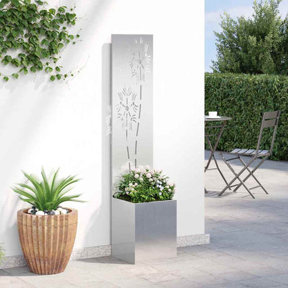 Garten Sichtschutz-Leinwand Floral Silber 32 x 140 cm Edelstahl