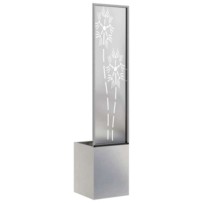 Garten Sichtschutz-Leinwand Floral Silber 32 x 140 cm Edelstahl
