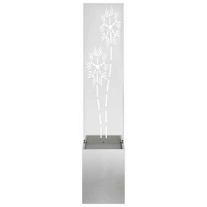 Garten Sichtschutz-Leinwand Floral Silber 32 x 140 cm Edelstahl