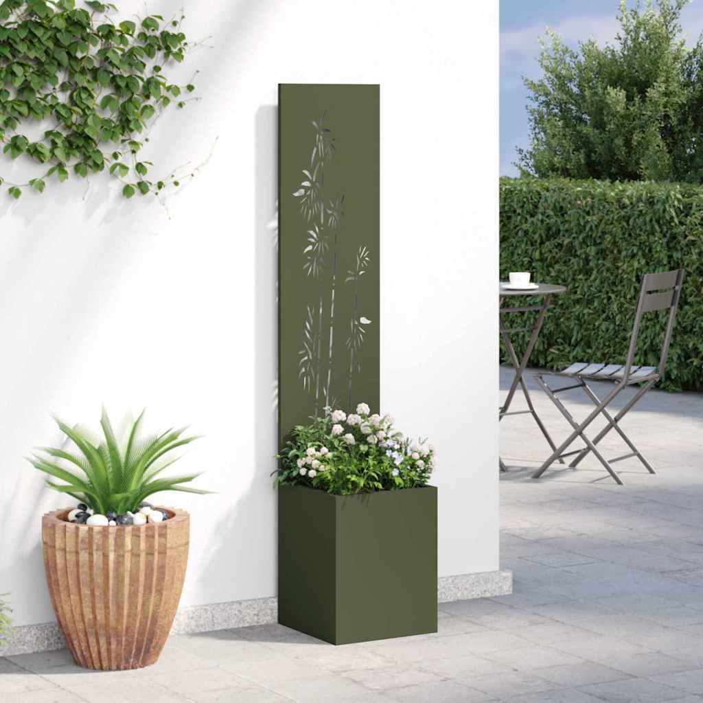 Garten Sichtschutz-Leinwand Floral Olivgrün 32 x 140 cm