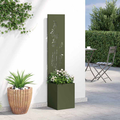 Garten Sichtschutz-Leinwand Floral Olivgrün 32 x 140 cm