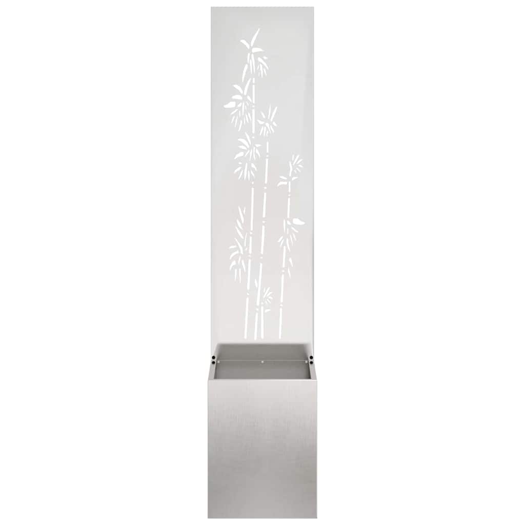 Garten Sichtschutz-Leinwand Floral Silber 32 x 140 cm Edelstahl