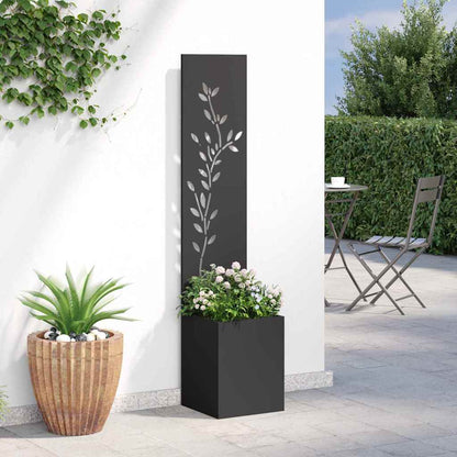 Garten Sichtschutz-Leinwand Floral Schwarz 32 x 140 cm